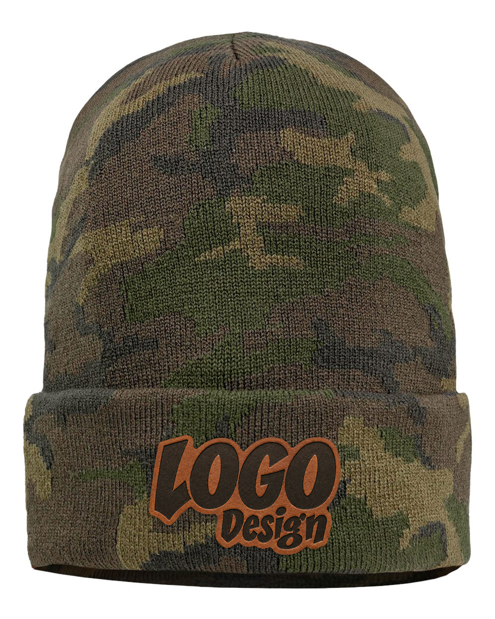 Custom Heather Brown 12" Solid Cuffed Beanie with Your Logo