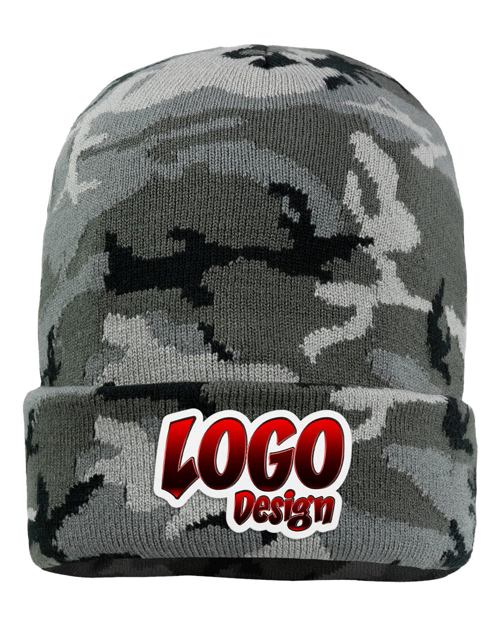Custom Black 12" Solid Cuffed Beanie with Your Logo