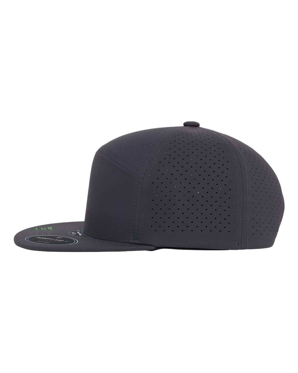 A dark gray perforated baseball cap with a flat visor.