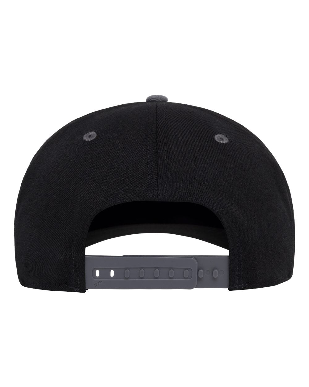 Black cap with a gray strap on a white background