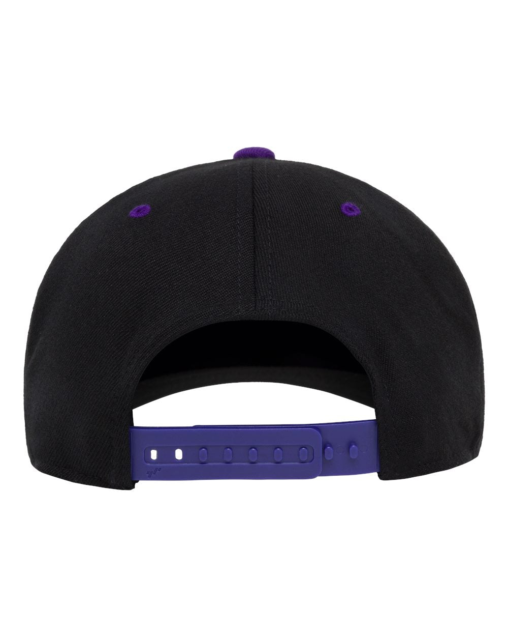 Black cap with purple accents on a white background