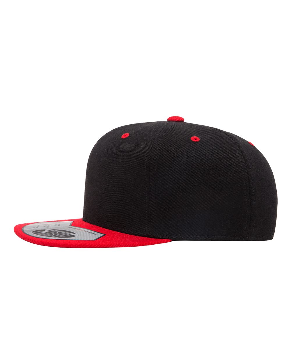 Black and red cap on a white background