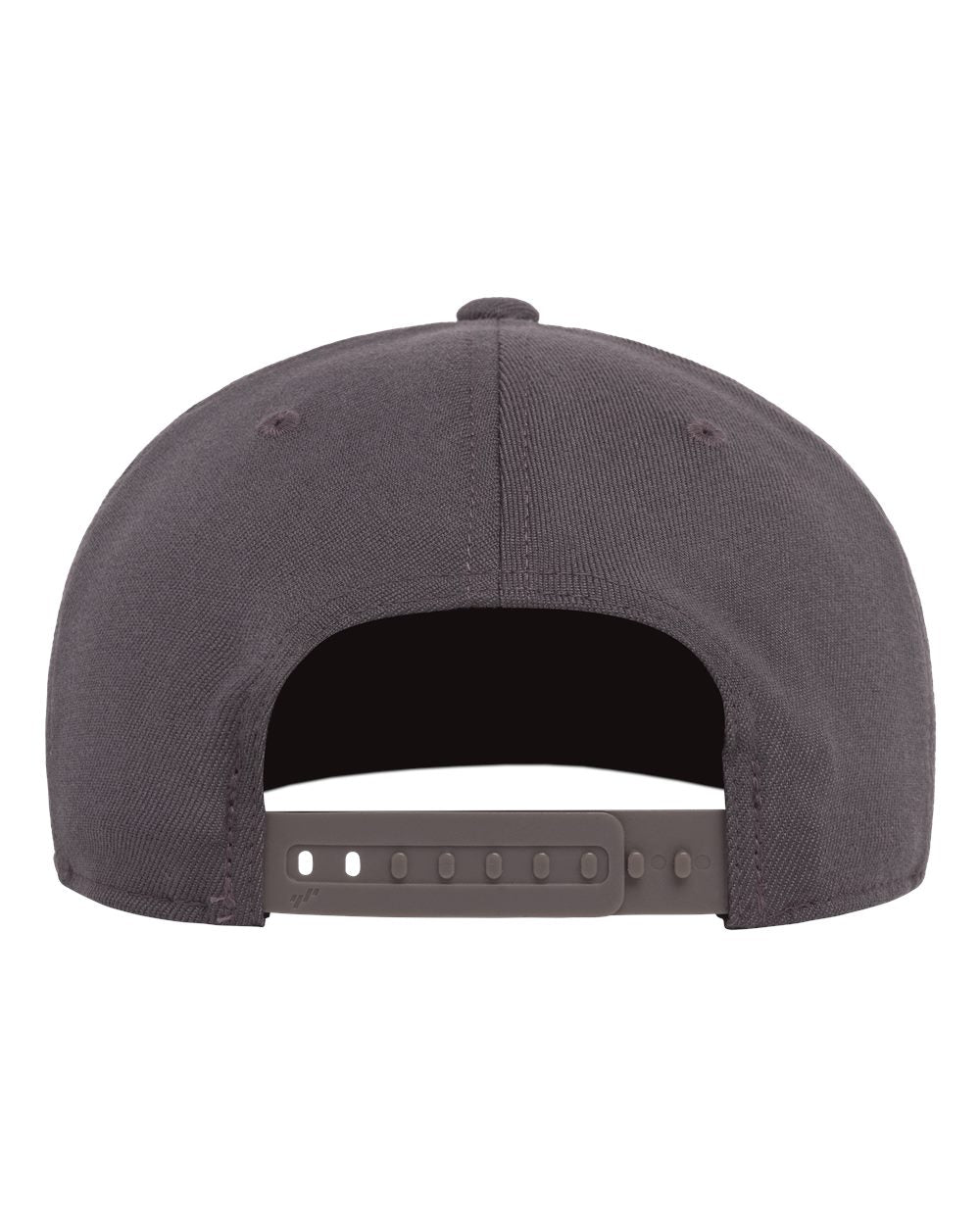 Back view of a dark gray cap on a white background