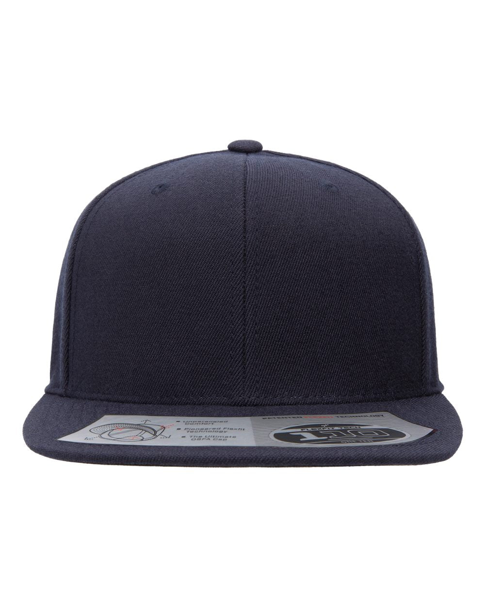 Dark navy blue cap with brand label on a white background