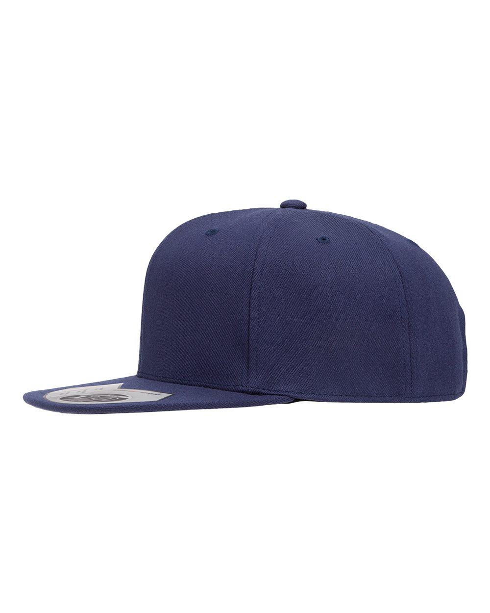 Navy blue cap with a white logo on a white background