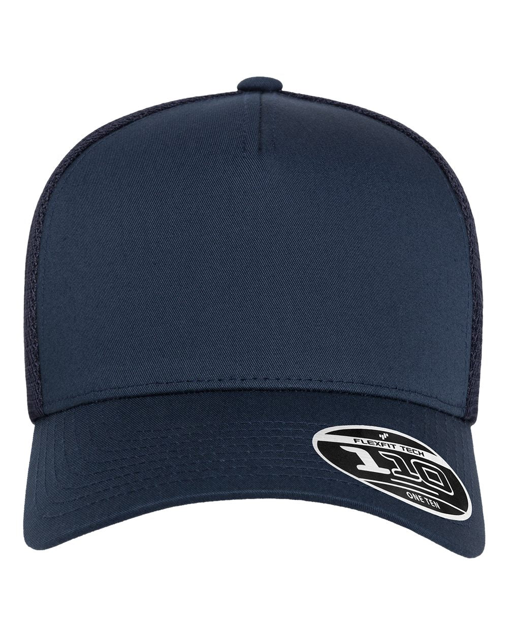 A navy blue baseball cap with a structured front panel, curved brim, and a white circular logo patch on the side, shown against a plain white background.