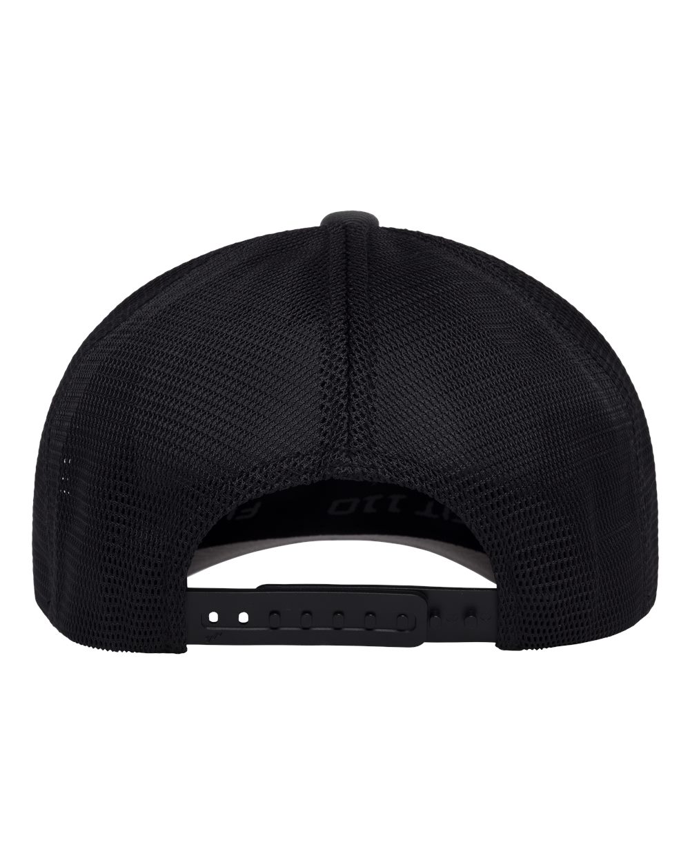 Gray and Black Flexfit 110M trucker cap with a breathable mesh back and adjustable snapback closure.