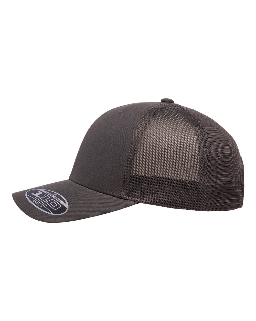 Dark gray cap with mesh back on a white background