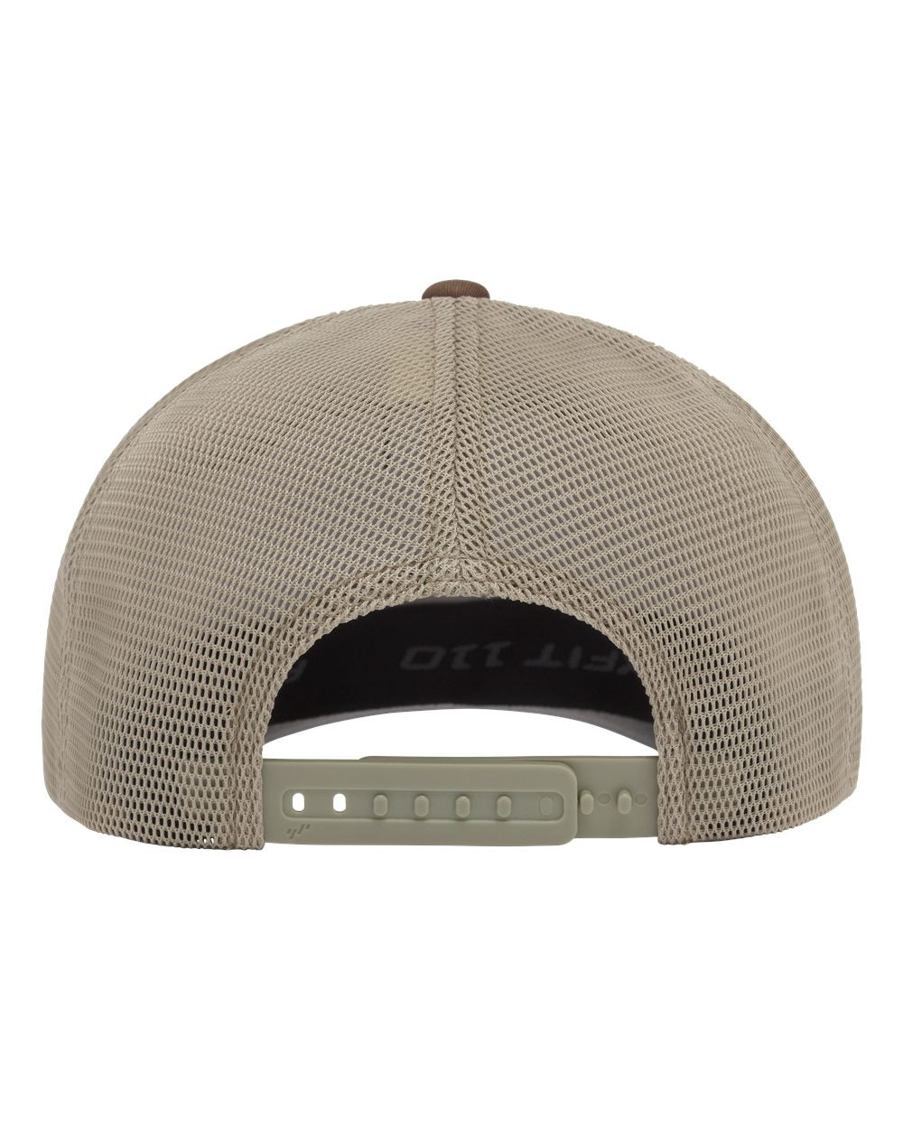 Beige mesh cap with a brand logo on a white background