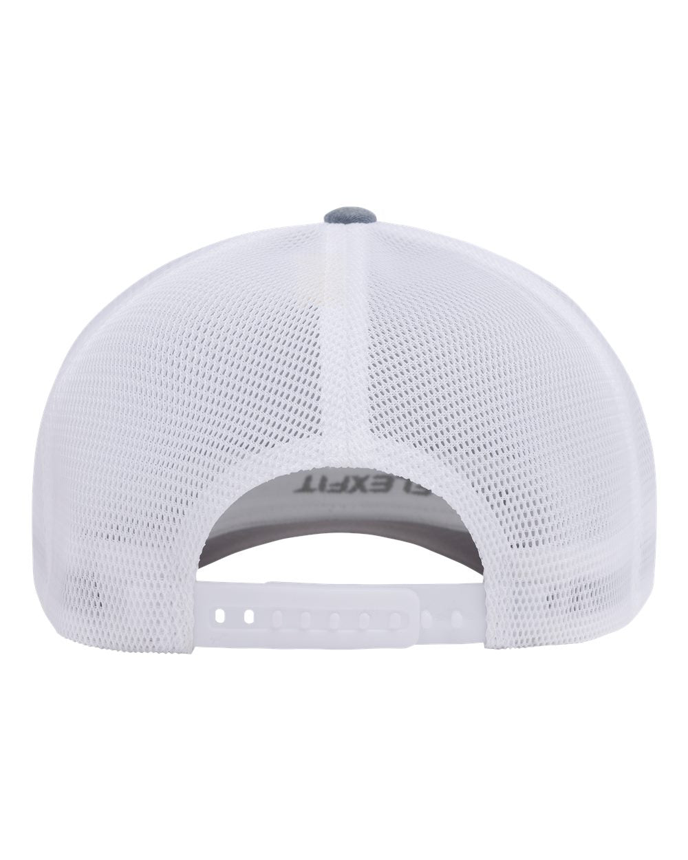 White mesh cap with a brand logo on a white background