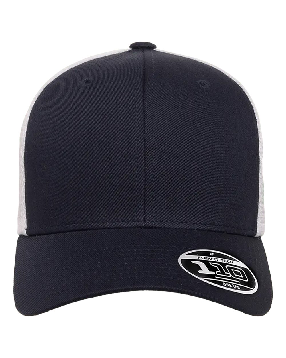 Navy and white cap with a logo on a white background