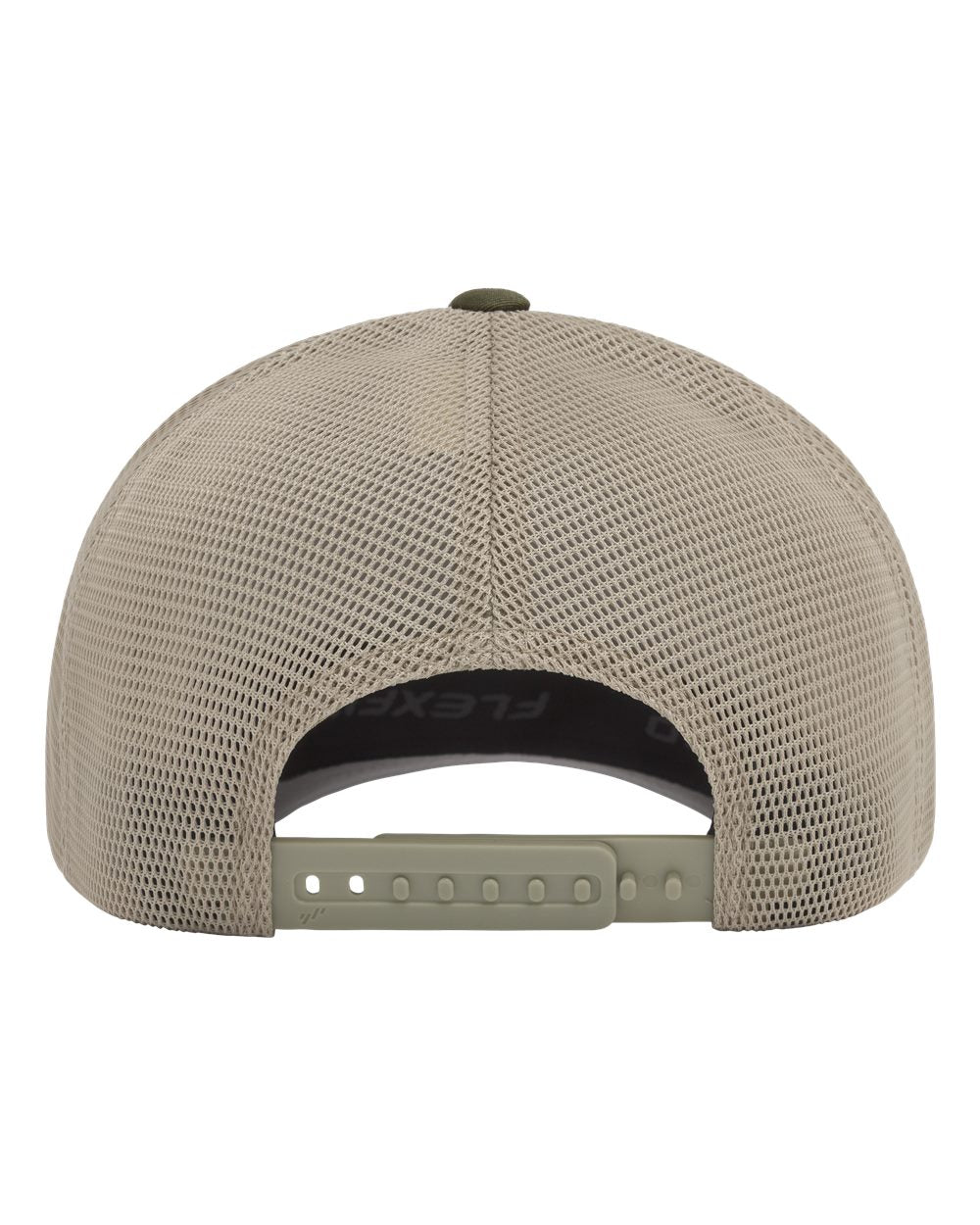 Beige mesh cap with a black brim on a white background