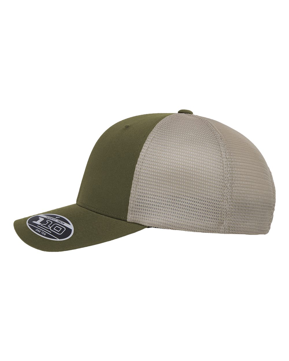 Cap with green front and beige mesh back on a white background