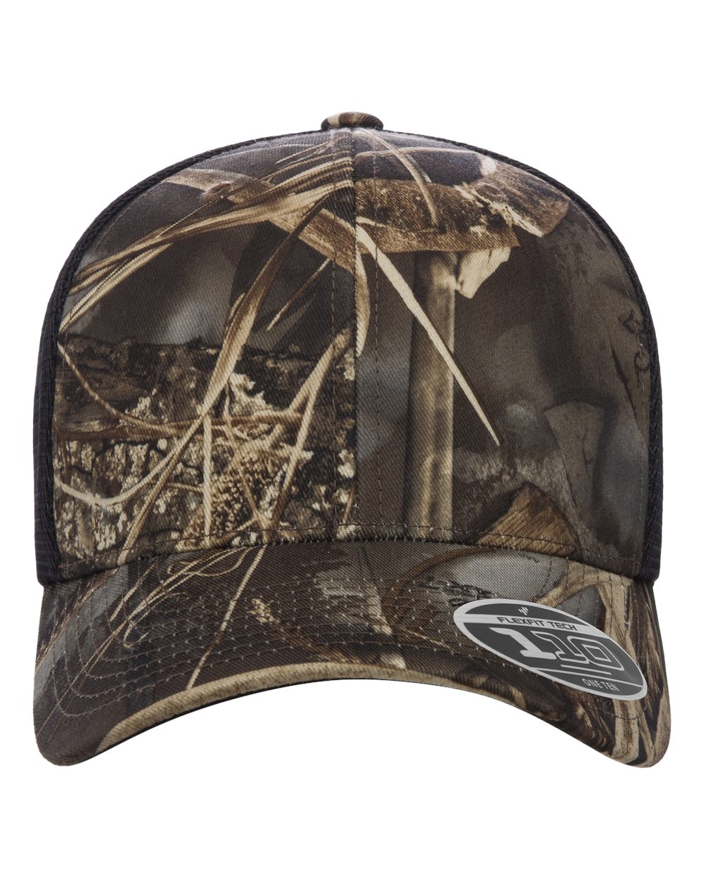 Camouflage-patterned cap on a white background