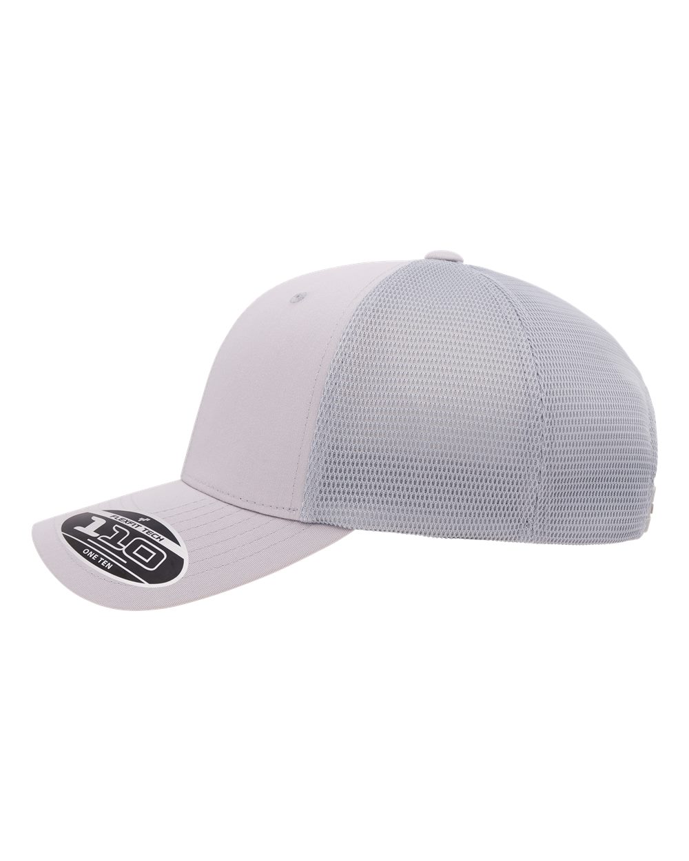 Gray baseball cap with mesh back on a white background