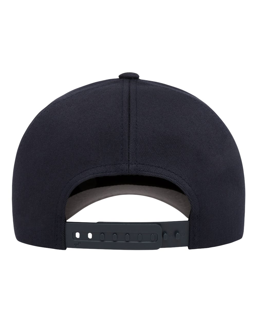 Back view of navy blue baseball cap on a white background