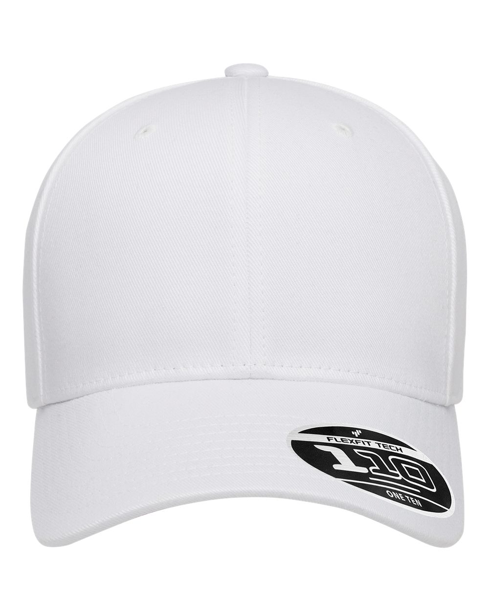 White cap with a Flexfit Tech logo on a white background