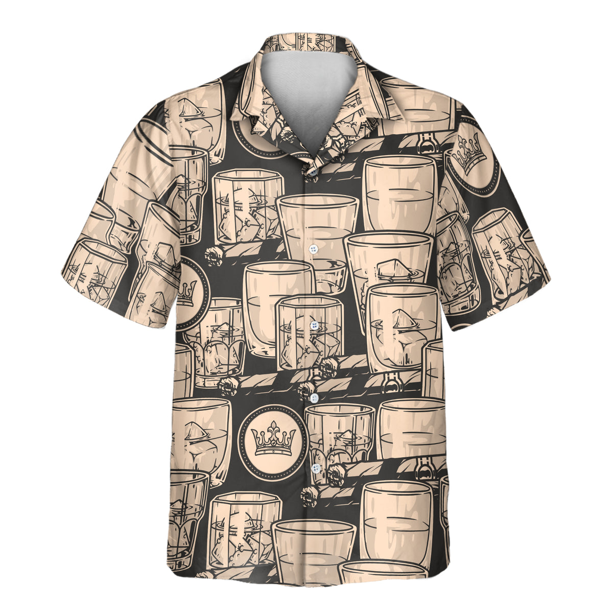 Hawaiian shirt with drink pattern on a white background