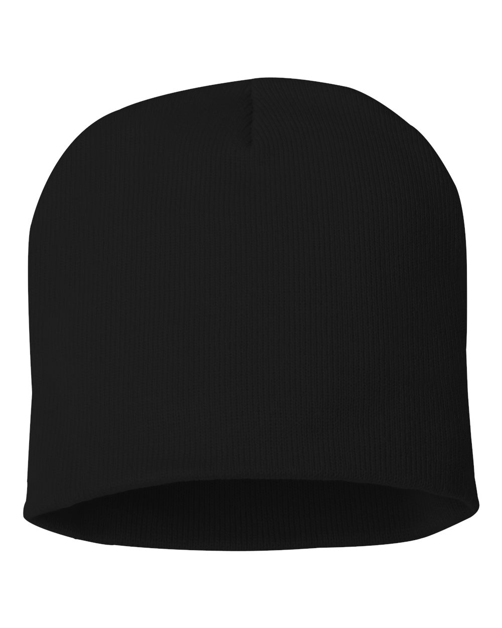 Black beanie hat on a white background