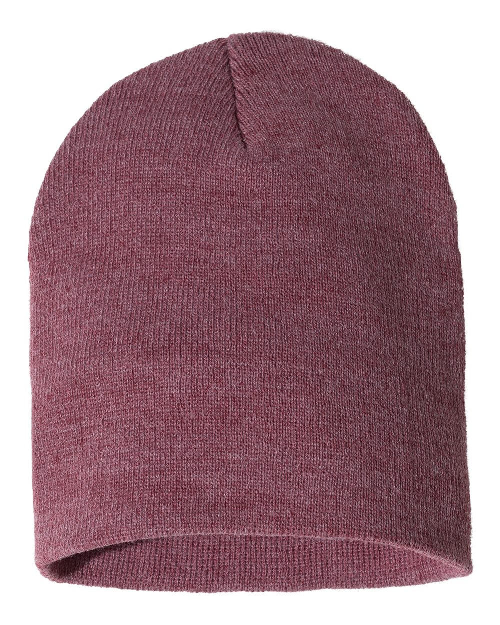 Heather Cardinal rib-knit beanie on a white background.