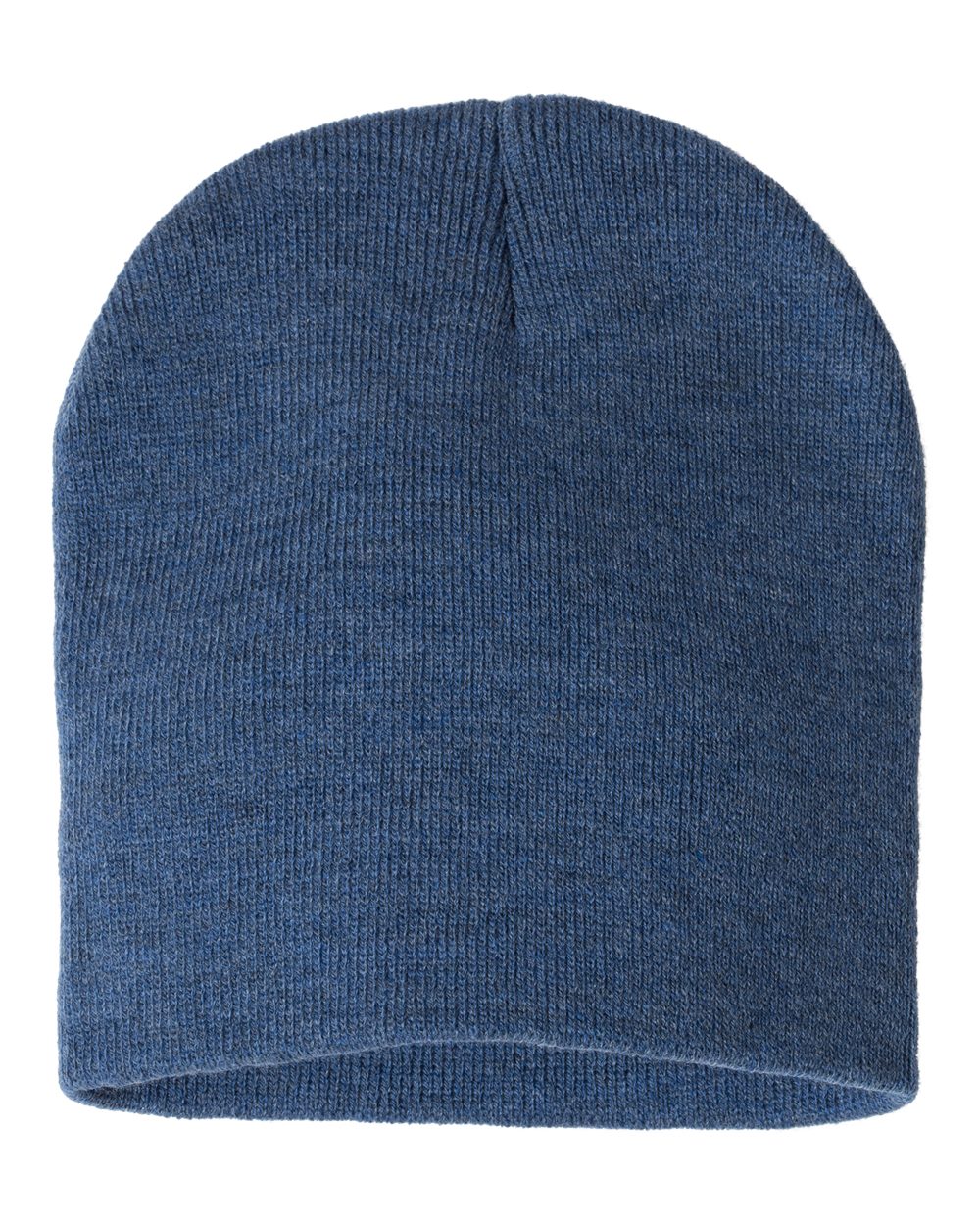 Heather Dark Royal rib-knit beanie on a white background.