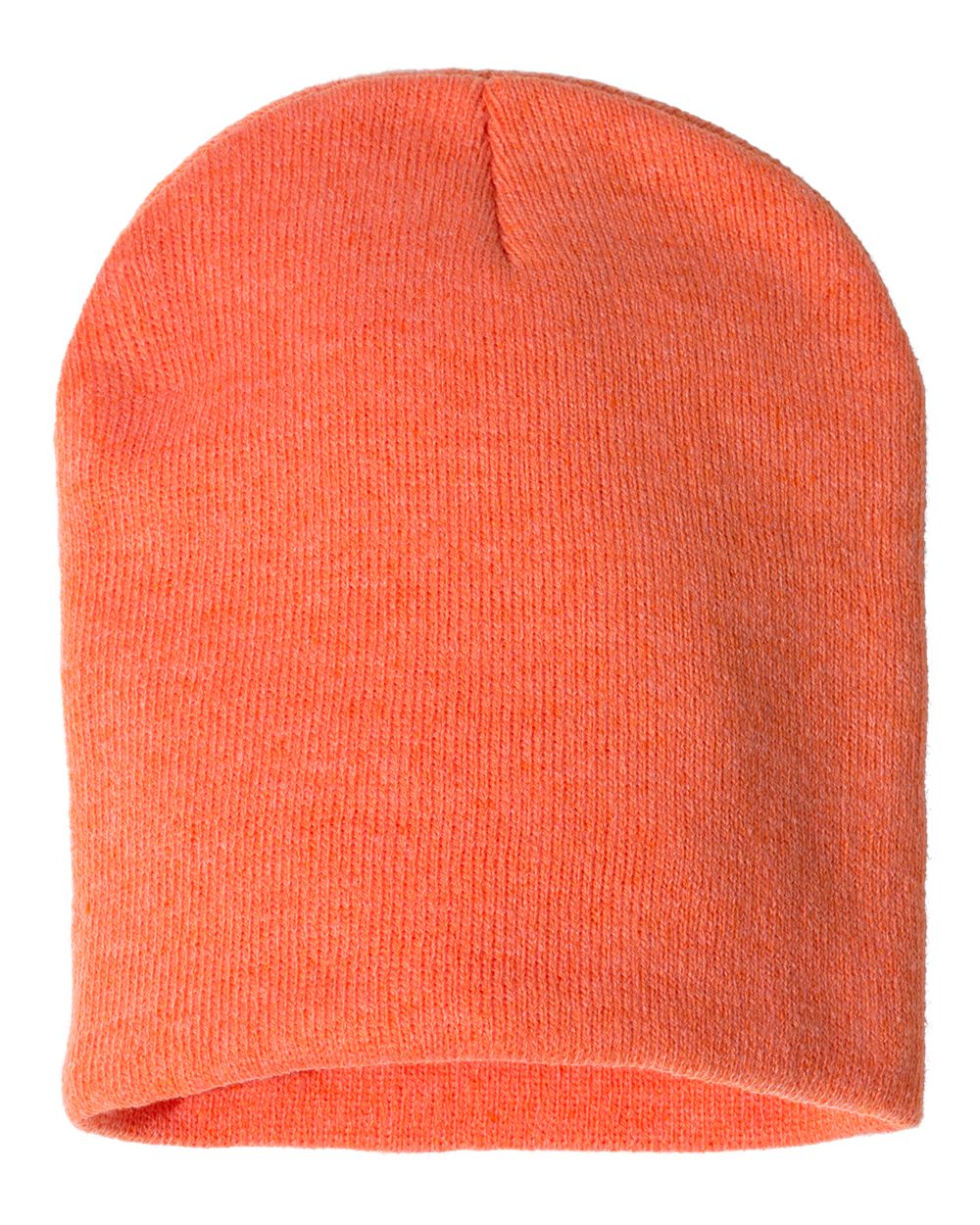 Heather Orange rib-knit beanie on a white background.