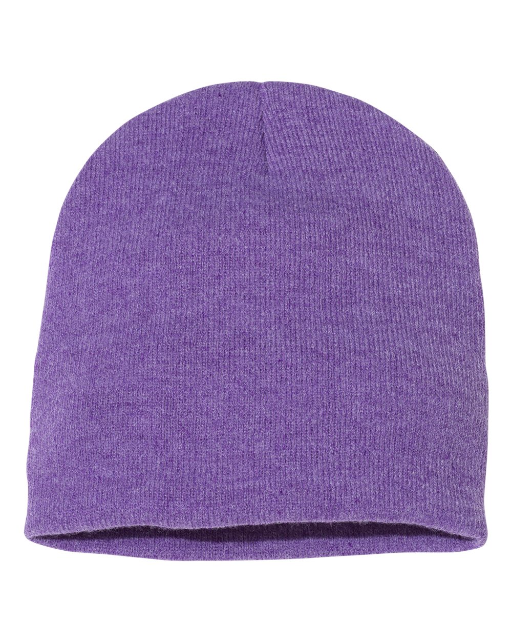Heather Purple rib-knit beanie on a white background.