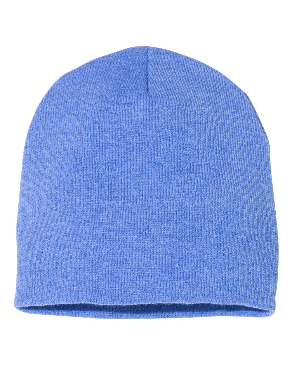 Heather Royal rib-knit beanie on a white background.