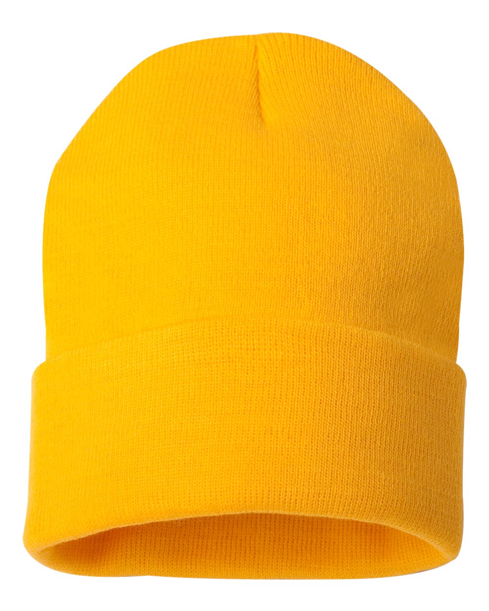 Yellow beanie on a white background