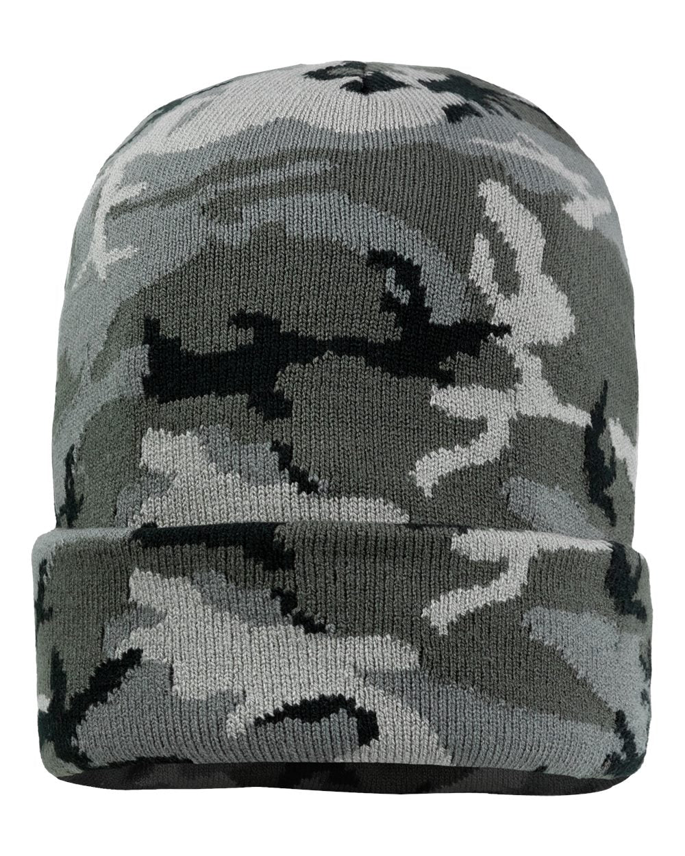 Gray Camo beanie on a white background