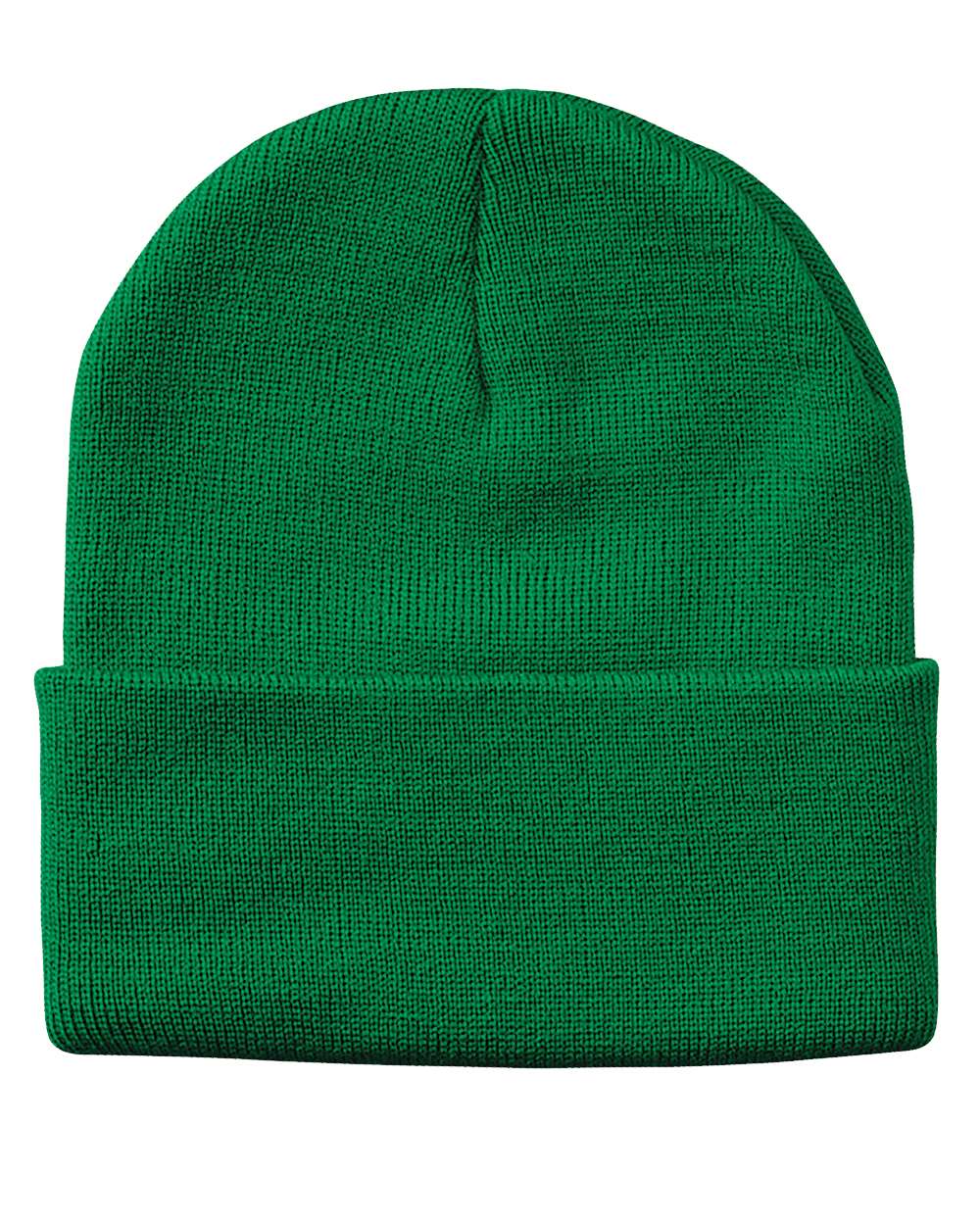 Green beanie on a white background