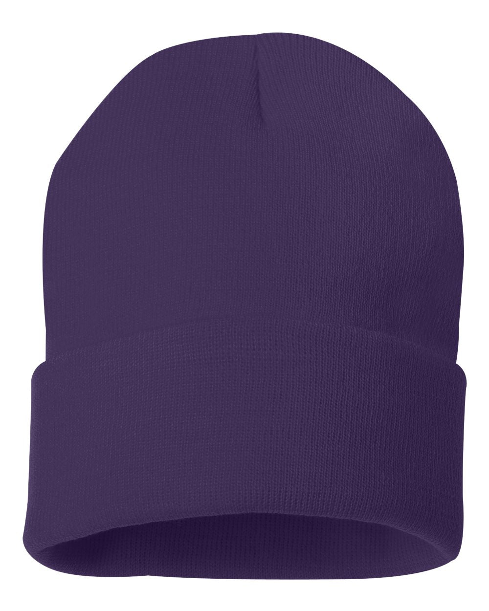 Purple beanie on a white background