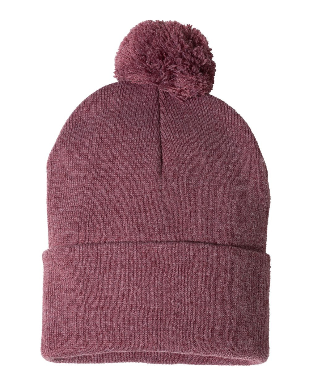 heather cardinal knit pom-pom beanie