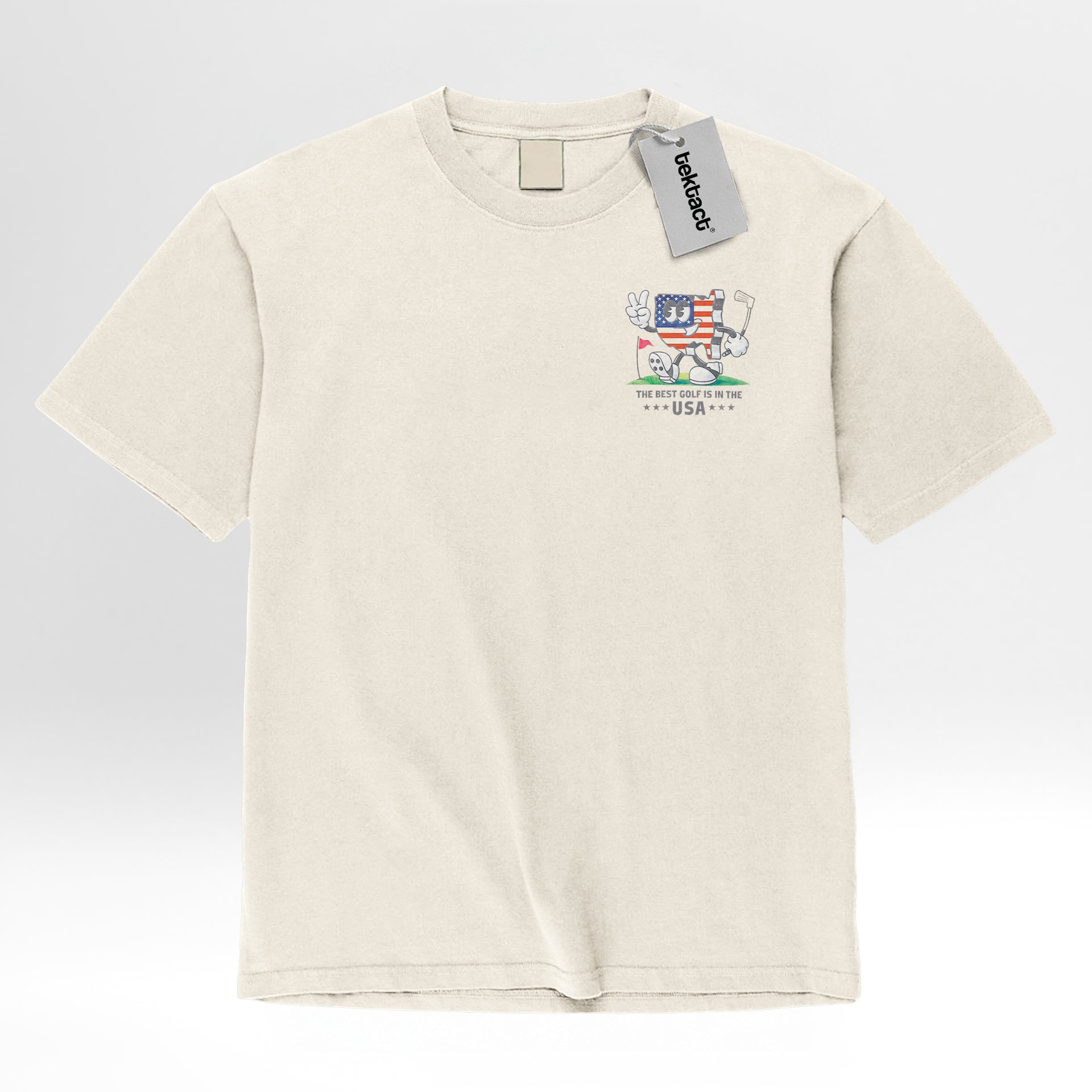 'Mr Master The Best Golf Is In The USA' Funny Golf Graphic T-Shirt - Ivory Cream